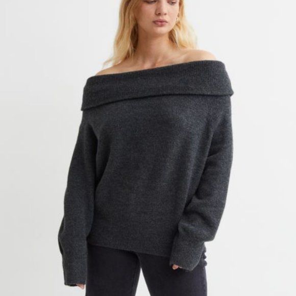 H&M Sweaters - Grey off the shoulder sweater from H&M